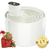 Jzla Pro ceramic cat water fountain closeup showing smooth water flow for healthy hydration