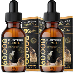 K2xLabs Buster hemp oil bottle 60ml highlighting joint support for pets.