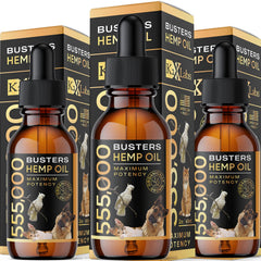K2xLabs Buster hemp oil dog bottle 60ml for easy dosing and omega balance.