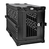 K9 Kennel Boss heavy-duty crate side view shows rugged aluminum construction for durability