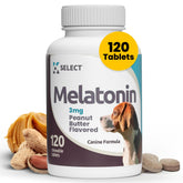 K9 Select melatonin bottle front close-up showing calming dog supplement
