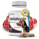 K9 Select Melatonin dog chews bottle promotes calming during storms.