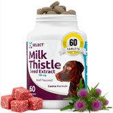 K9 Select milk thistle dog liver supplement tablets in beef flavor support daily liver health.