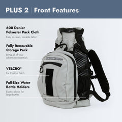 K9 Sport Sack Plus 2 padded back panel demonstrates comfortable support during travels.