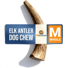 K9warehouse elk antlers pack shot demonstrates a durable chew for powerful chewers