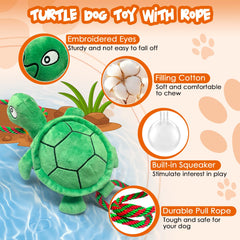 kachewlulu turtle dog toy drawstring extend for adjustable tug length