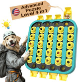 KADTC difficult 4-levels dog puzzle setup demonstrates progressive mental challenges for smart dogs.