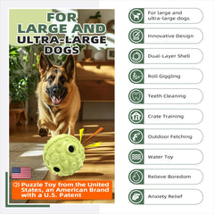 KADTC dog giggling ball in outdoor play scene emphasizing durability