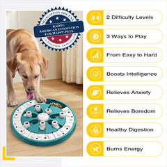 KADTC dog puzzle with three play modes encourages problem solving and varied play.