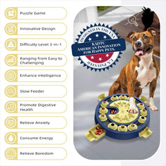 KADTC puzzle toy 3-level difficulty image illustrates customizable challenges for canine cognition