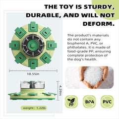 KADTC puzzle toy rotating top image highlights slow-dispenser action during mealtime.