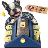 KADTC paw-activated puzzle feeder in action showing two-level challenge for engaging meals