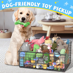 Kaiferty indestructible dog toy basket close-up metal highlights rust-resistant construction.