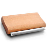KAIFONG dog brush with an ergonomic wooden handle for comfortable grooming sessions with less effort.