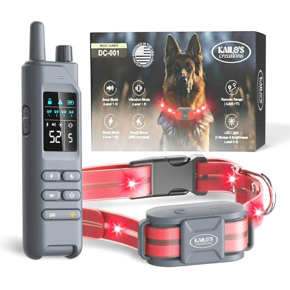 Kailo's Creations 2-in-1 dog collar front view with LED visibility for nighttime walks