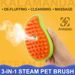 Kalamanda Cat Steam Brush mango-design ergonomic handle shown for comfortable grip.