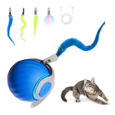 kanuoc Speedy Tail Cat Toy ball blue front shows interactive 360° motion for indoor fun