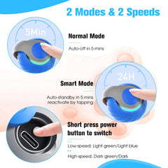 kanuoc Speedy Tail Cat Toy ball blue side illustrates versatile play and unpredictable paths