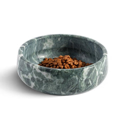 Karibiber natural marble dog bowl Indian Green front view highlights easy-clean design.