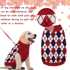 KAROKU Diamond Plaid Sweater red color for festive holiday styling