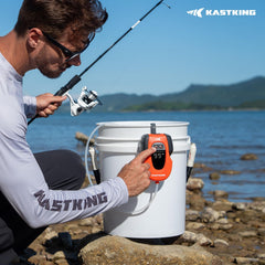 KastKing Li3 Pro with LCD display showing remaining runtime for bait management