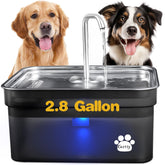Kastty dog water fountain large capacity view showing 2.8-gallon reservoir.