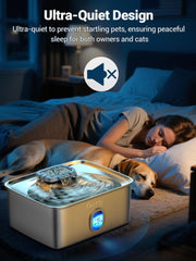Kastty ultra-quiet pump Dog Water Fountain closeup communicates peaceful operation