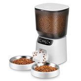 Katalic automatic cat feeder two cats bowls front view showing dual bowls for fair portions