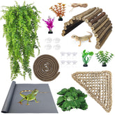 Kathson Bearded Dragon Tank Accessories Kit wooden tunnel hut provides secure hiding and climbing space.