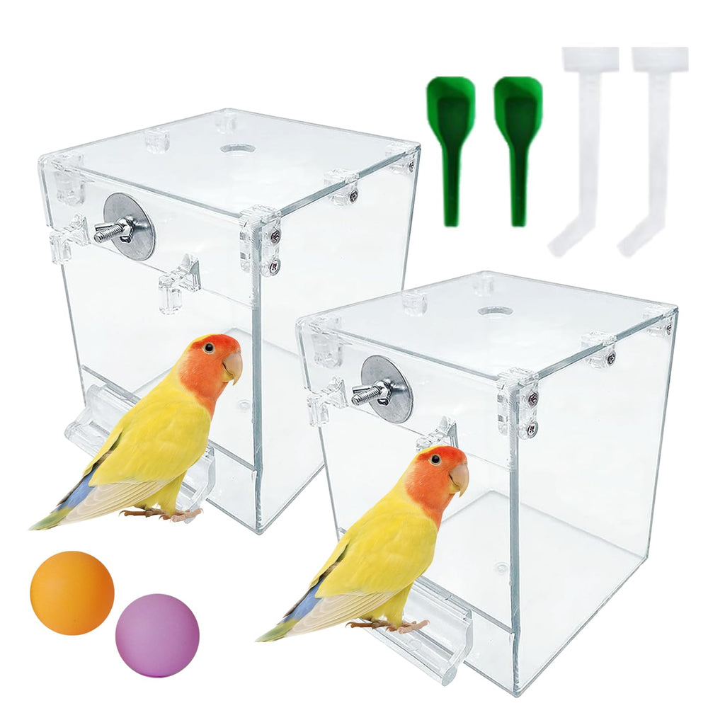 Kathson bird bath box hanging on cage for easy outside installation and clean water access