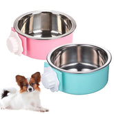 Kathson crate dog bowl blue, removable stainless steel for easy cage feeding.