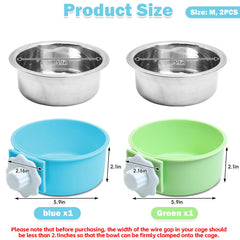 Kathson crate dog bowl green hanging emphasizes durable stainless steel interior and mess-free feeding.