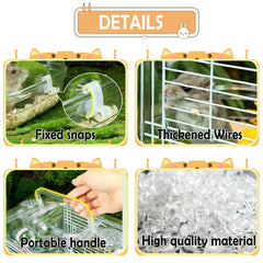 Kathson hamster travel cage shows contents packed for portable play and hydration.
