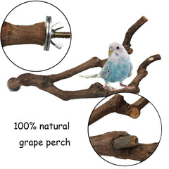Kathson parrot perch assembly with wing nut and bolt for easy setup.