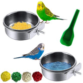 kathson parrot feeding dish cups mounted to cage keeps meals secure and spill-free