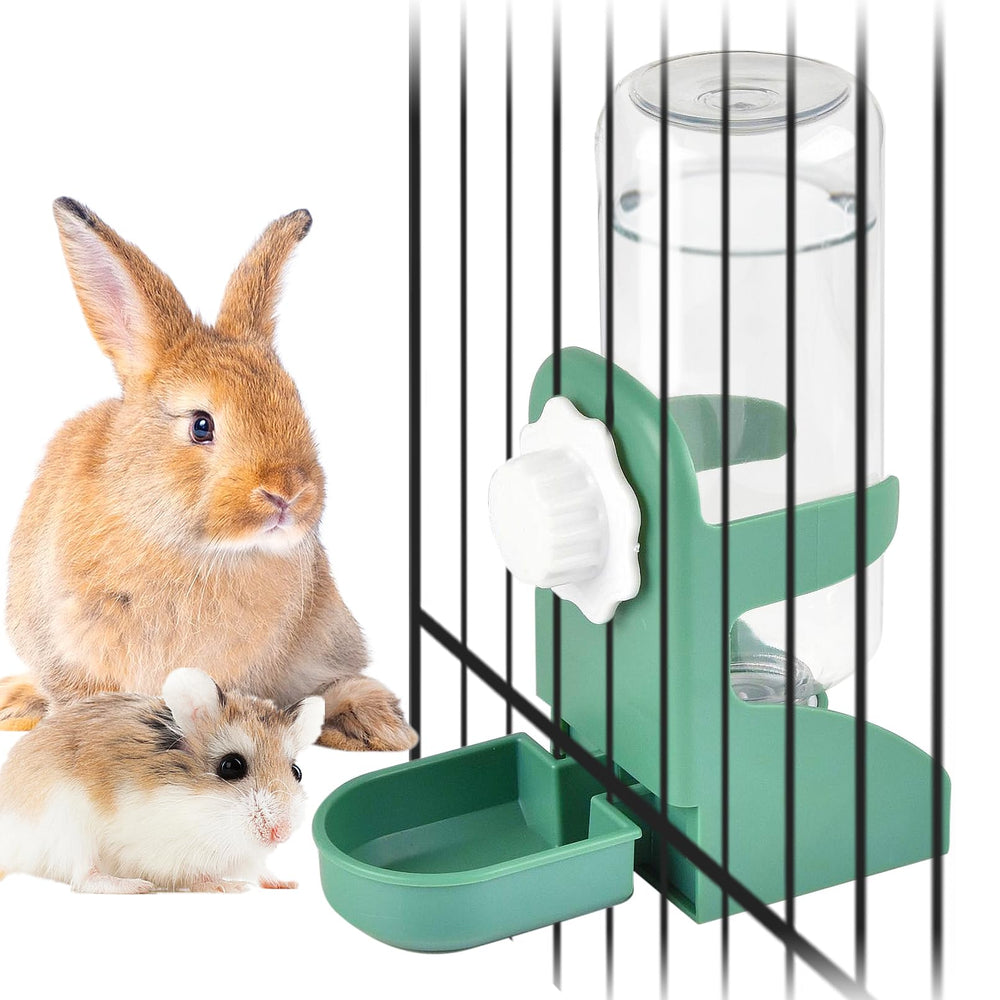 kathson rabbit water dispenser hanging green bottle enables easy cage hydration.