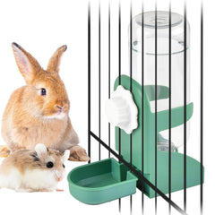 kathson rabbit water dispenser hanging green bottle enables easy cage hydration.