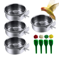 Kathson stainless steel bowls with cage clips for secure, mess-free feeding.