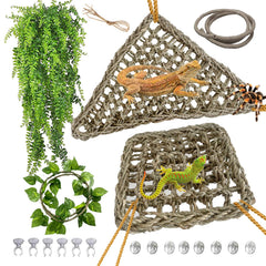 Kathson triangle seagrass reptile hammock for secure lounging and climbing