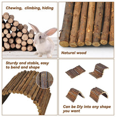 Kathson wooden hamster bridge natural wood texture highlights chew-friendly, chemical-free material.