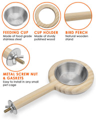 KATUMO perch with bowl setup demonstrates versatile cage installation options.