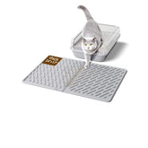 Kaxionage cat litter mat with diagonal grooves traps litter and protects floors.