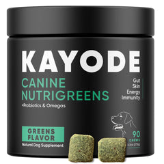 Kayode NutriGreens dog chews close-up for easy daily vitamins.
