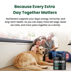 Kayode NutriGreens spirulina ingredients highlight natural vitality for dogs.
