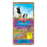 Kaytee Clean and Cozy Lavender Bedding packaging highlights eco-friendly materials for a greener pet habitat.