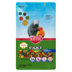 Kaytee Exact Rainbow with prebiotics and probiotics supporting digestive health.
