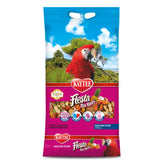 Kaytee Fiesta Big Bites Macaw Food bag label highlighting premium ingredients for macaws.