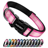 Kazazoo Reflective dog collar in pink-l enhances nighttime visibility for safer walks.
