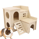 Kcrygogo hamster maze wood house front view shows a cozy hideout for big Syrian hamsters