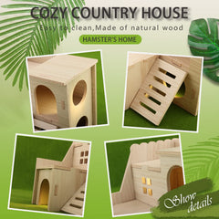 kcrygogo tiny hamster maze wood house lookout holes for monitoring.